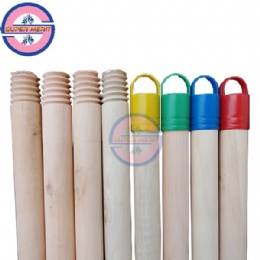 Natural wooden broom stick with colorful cap